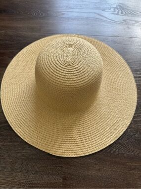 New! Jacobson Natural Straw Sun Hat with Ivory Band
